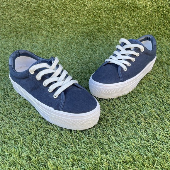 Rock And Candy “Shout” Platform Canvas Sneakers Blue/White Women’s Size 7 - Picture 7 of 12